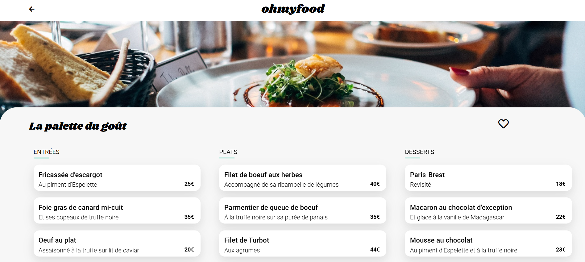 Projet Web Oh my food